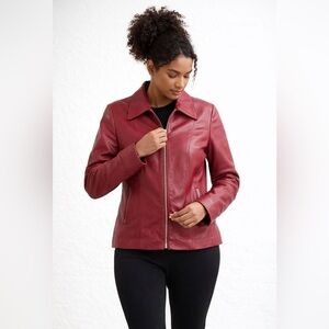Boutique of Leathers Canada Burgundy Red Genuine Leather Zip Moto Jacket Small